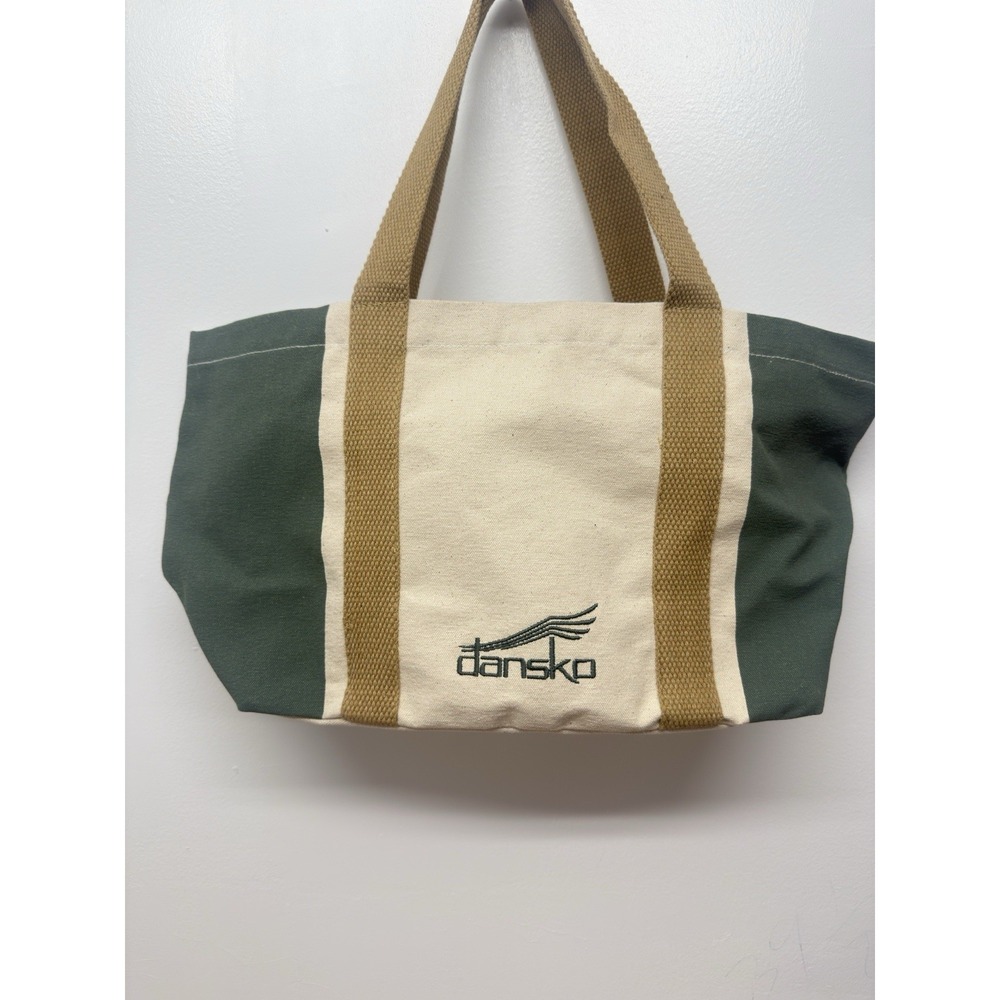 Dansko Canvas Tote Bag New Natural Green Ivory Tan Hand Bag New York 12X5‎  #51